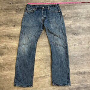 Levis 501 Denim Jeans Men's Size 34x32 Blue Regular Straight Leg Button Fly Y2K